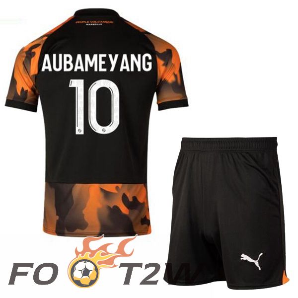 Maillot De Foot Marseille OM (AUBAMEYANG 10) Enfant Third Noir Jaune 2023/2024