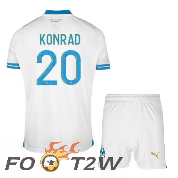 Maillot De Foot Marseille OM (KONRAD 20) Enfant Domicile Blanc 2023/2024