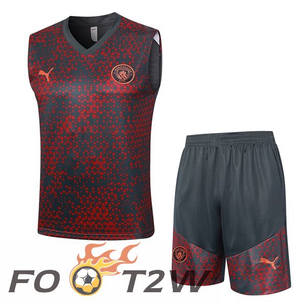 Gilet De Foot Manchester City + Shorts Rouge Noir 2023/2024