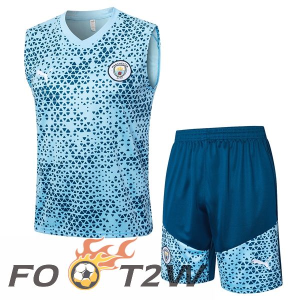 Gilet De Foot Manchester City + Shorts Bleu 2023/2024