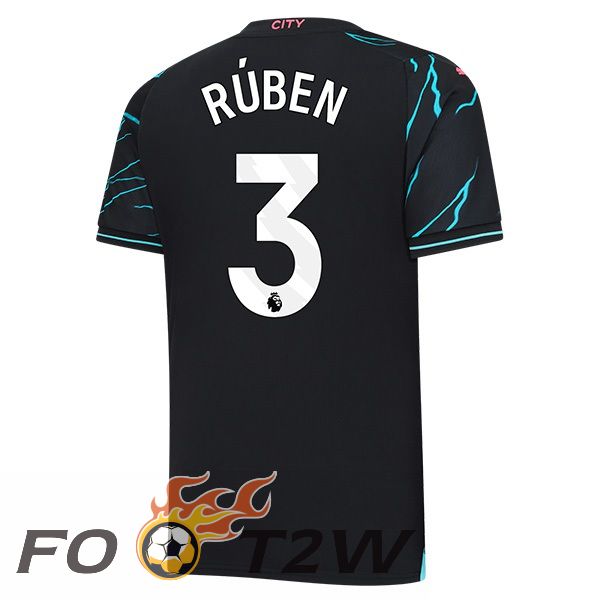 Maillot De Foot Manchester City (Ruben Dias 3) Third Bleu Noir 2023/2024