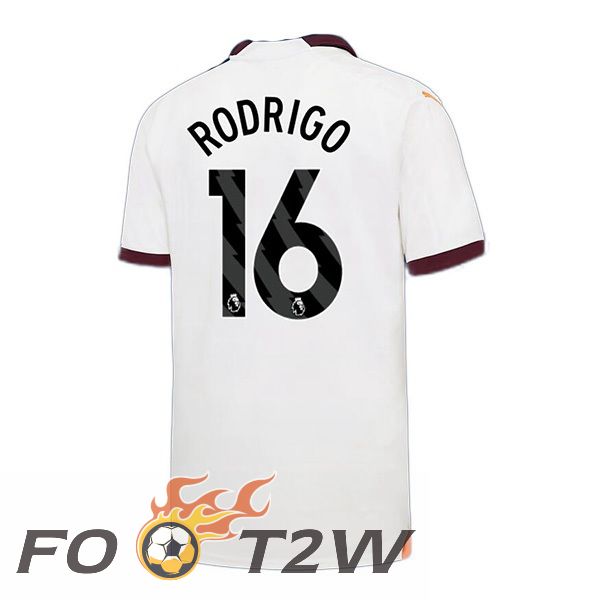 Maillot De Foot Manchester City (Rodrigo 16) Exterieur Blanc 2023/2024