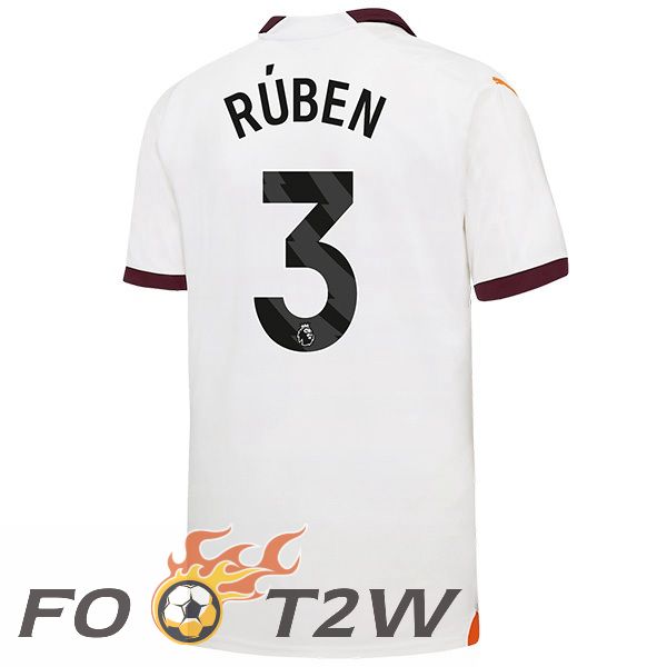 Maillot De Foot Manchester City (Ruben Dias 3) Exterieur Blanc 2023/2024