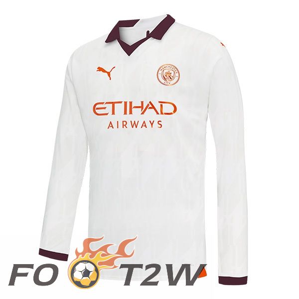 Maillot De Foot Manchester City Exterieur Manche Longue Blanc 2023/2024