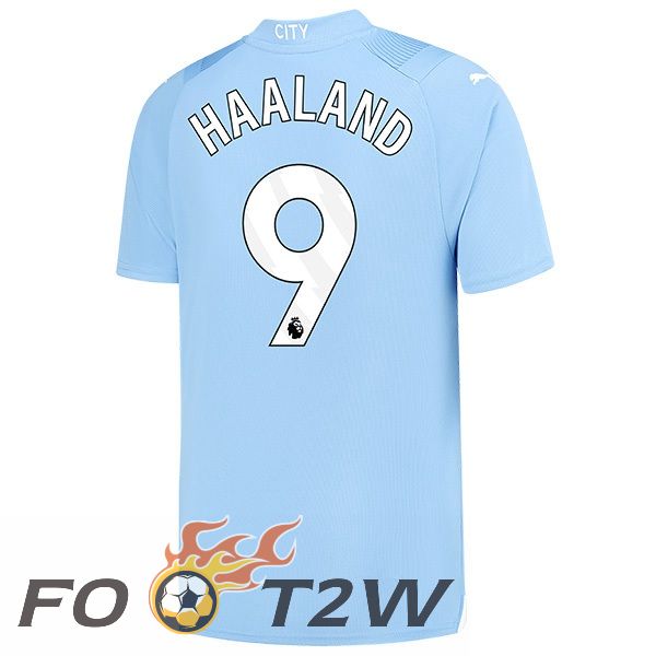 Maillot De Foot Manchester City (Erling Haaland 9) Domicile Bleu 2023/2024