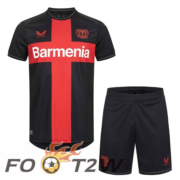 Maillot De Foot Bayer 04 Leverkusen Enfant Domicile Noir Rouge 2023/2024