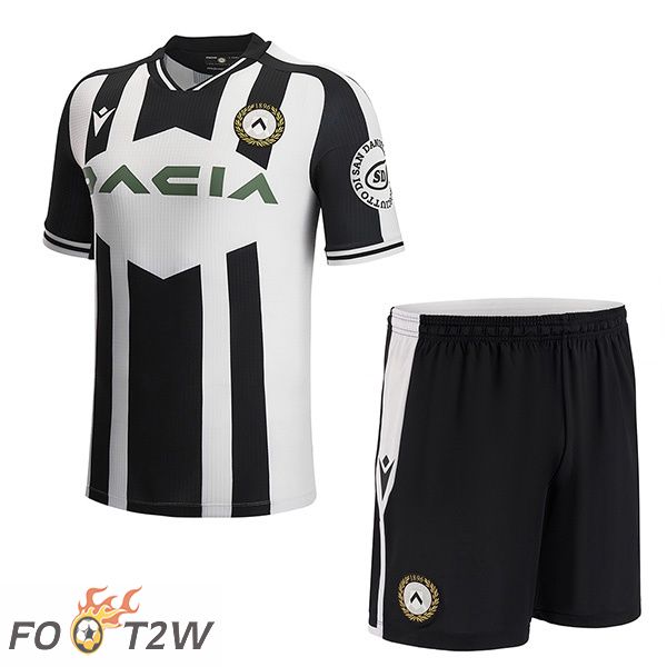 Maillot de Foot Udinese Calcio Enfant Domicile Noir Blanc 2022/2023