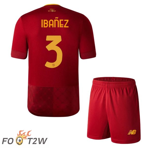 Maillot de Foot AS Roma (IBAÑEZ 3) Enfant Domicile Rouge 2022/2023