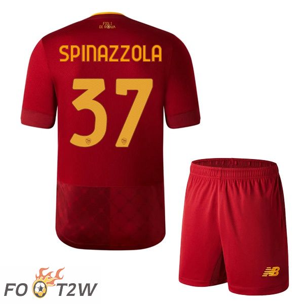 Maillot de Foot AS Roma (SPINAZZOLA 37) Enfant Domicile Rouge 2022/2023