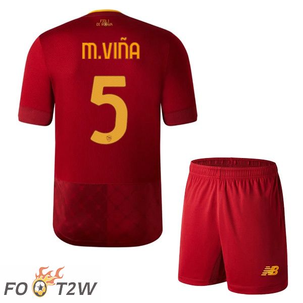 Maillot de Foot AS Roma (M.VIÑA 5) Enfant Domicile Rouge 2022/2023