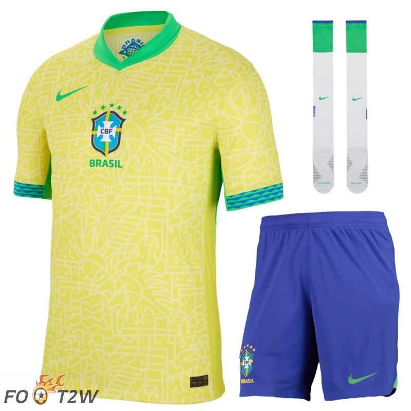 Ensemble Maillot Foot Bresil Domicile (Shorts + Chaussettes) 2024/2025