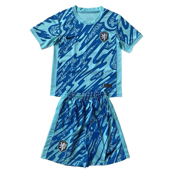 Maillot De Foot Pays-bas Enfant Gardien De But Bleu Clair Uefa Euro 2024