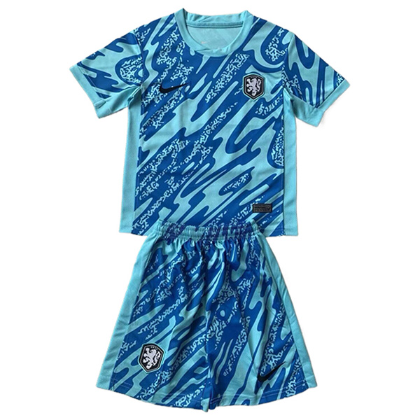 Maillot De Foot Pays-bas Enfant Gardien De But Bleu Clair 2024/2025