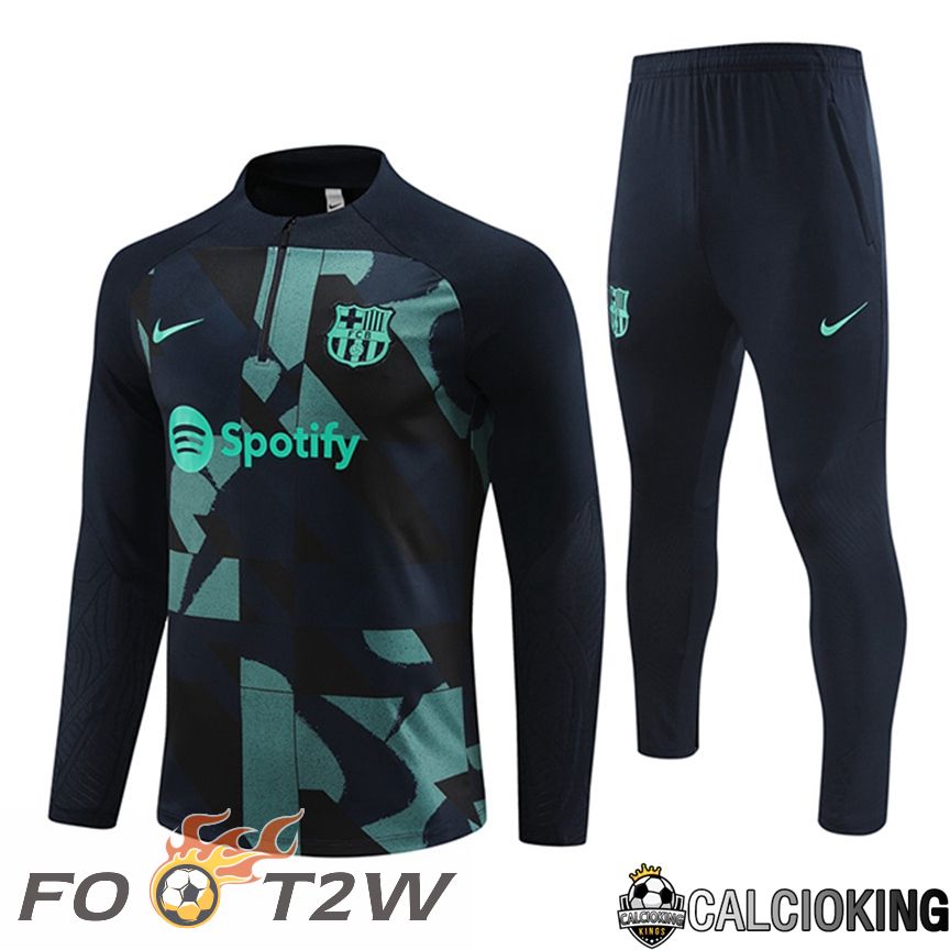 Ensemble Survetement De Foot FC Barcelone Noir/Vert 2024/2025