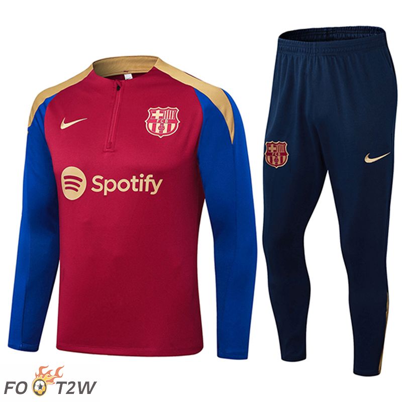 Ensemble Survetement De Foot FC Barcelone Rouge/Bleu/Jaune 2024/2025