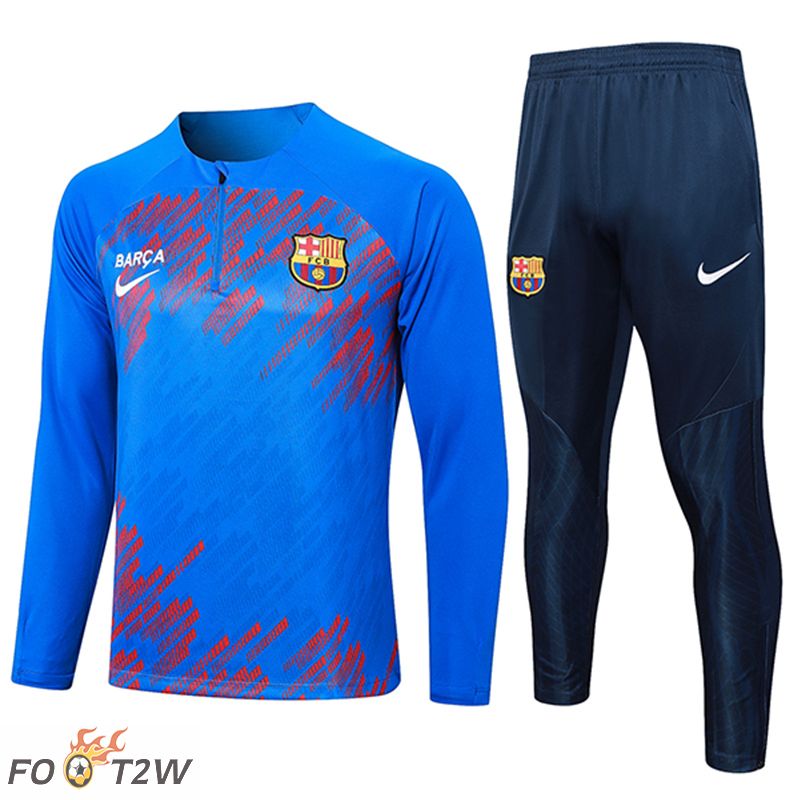 Ensemble Survetement De Foot FC Barcelone Bleu/Rouge 2024/2025