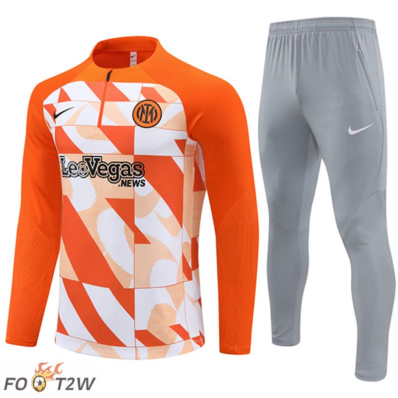 Ensemble Survetement De Foot Inter Milan Orange/Blanc 2024/2025