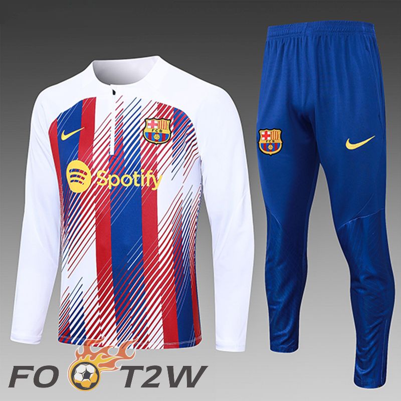 Ensemble Survetement De Foot FC Barcelone Enfant Rouge/Bleu 2023/2024