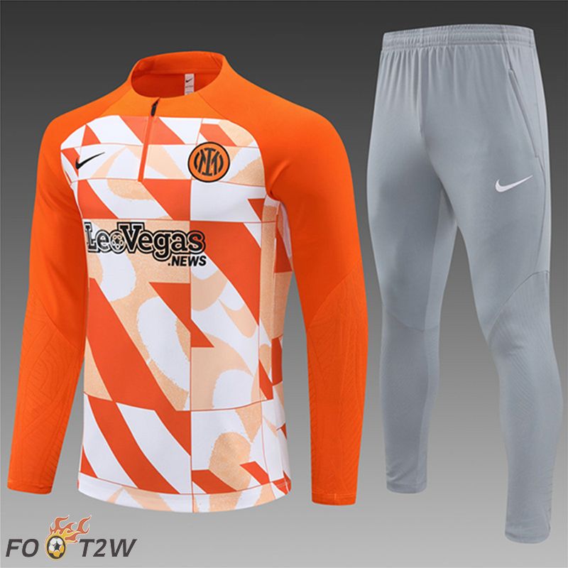 Ensemble Survetement De Foot Inter Milan Enfant Orange/Blanc 2024/2025