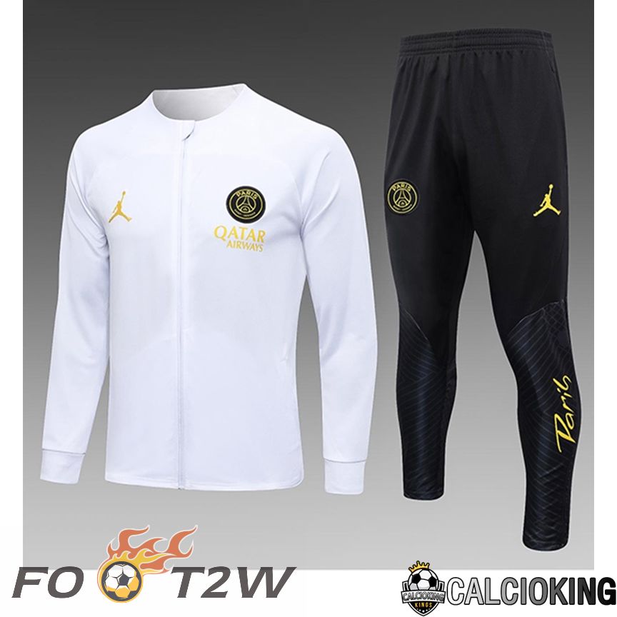 Ensemble Veste Survetement De Foot Jordan PSG Enfant Blanc 2023/2024