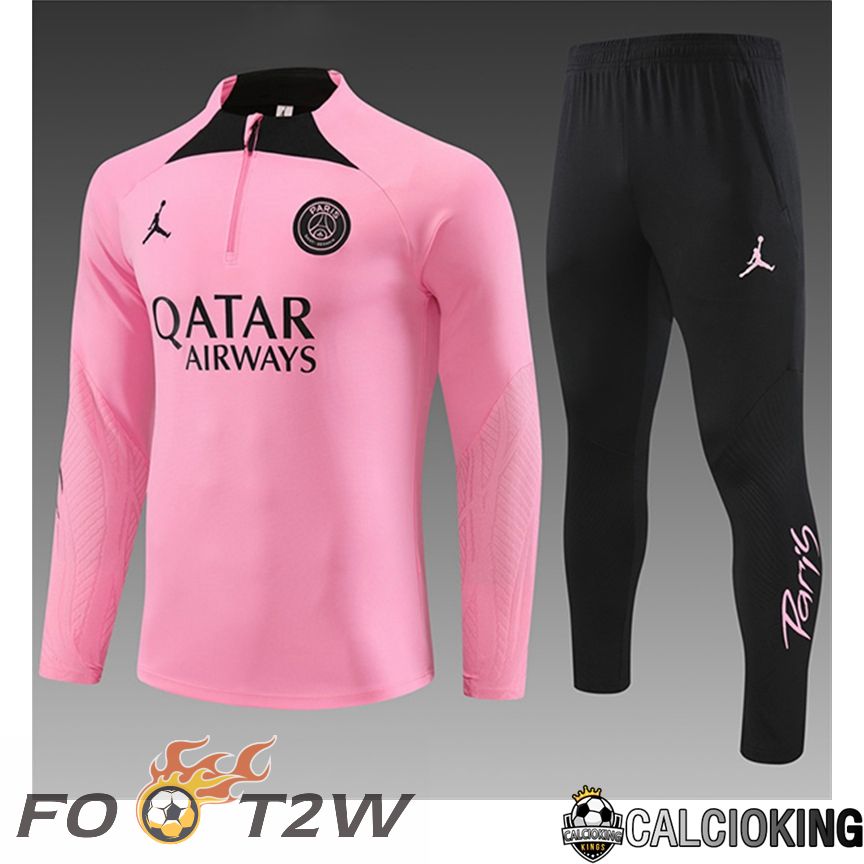 Ensemble Survetement De Foot Jordan PSG Enfant Rose/Noir 2024/2025