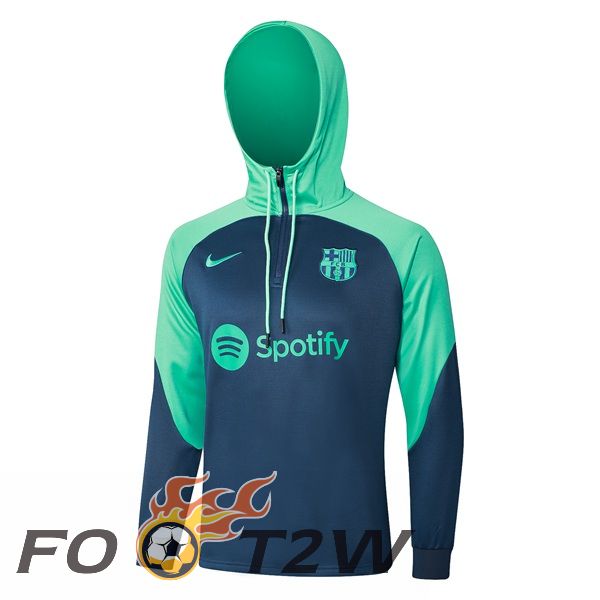 Sweat A Capuche FC Barcelone Vert Bleu 2024/2025