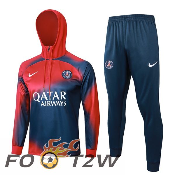 Survetement De Foot - Sweat A Capuche Paris PSG Rouge Bleu 2024/2025