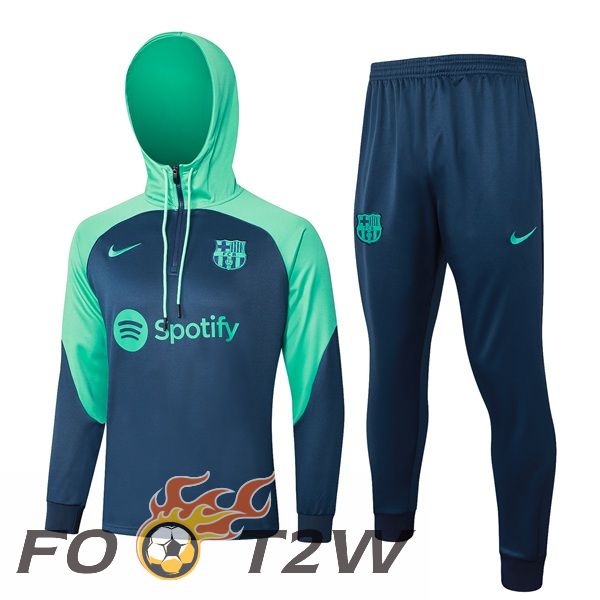 Survetement De Foot - Sweat A Capuche FC Barcelone Vert Bleu 2024/2025