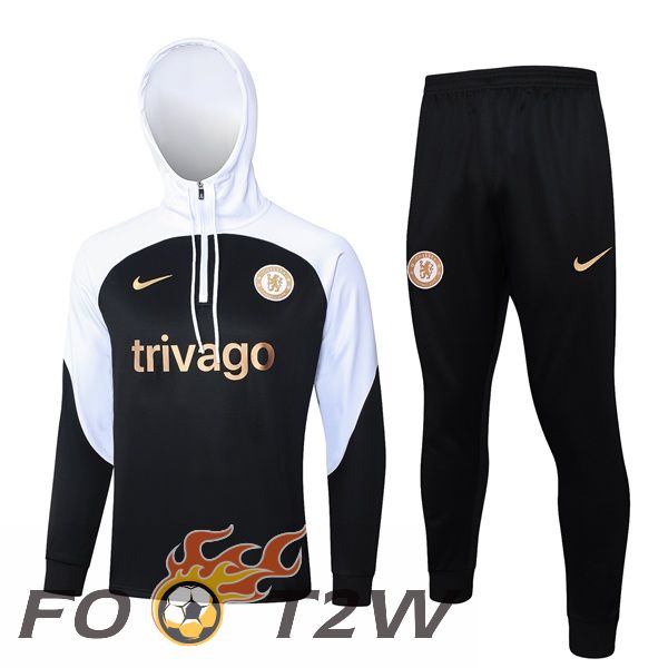 Survetement De Foot - Sweat A Capuche FC Chelsea Noir Blanc 2024/2025