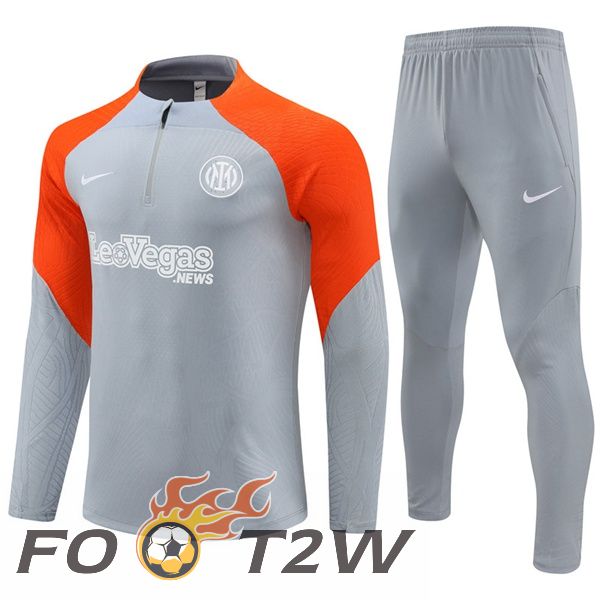 Ensemble Survetement De Foot Inter Milan Gris Orange 2024/2025