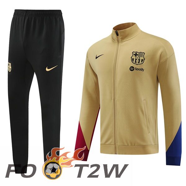 Ensemble Veste Survetement De Foot FC Barcelone Jaune 2024/2025