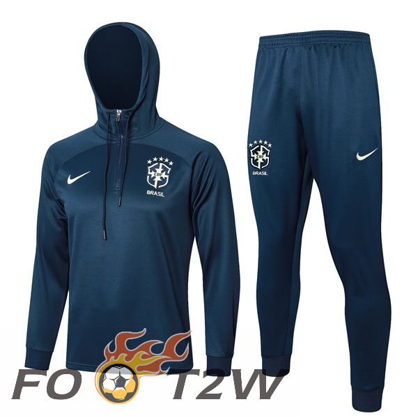 Survetement De Foot - Sweat A Capuche Bresil Bleu Royal 2024/2025