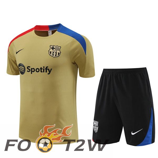 Ensemble Training T-Shirts FC Barcelone + Shorts Jaune 2024/2025