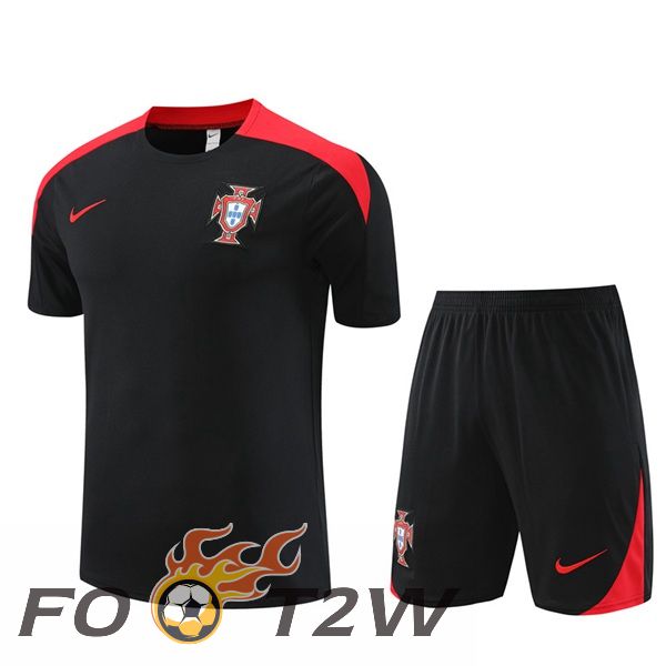 Ensemble Training T-Shirts Portugal + Shorts Noir 2024/2025