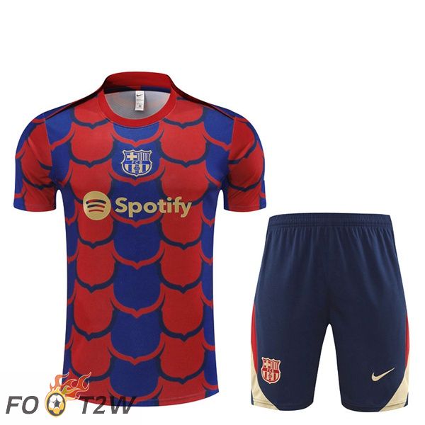 Ensemble Training T-Shirts FC Barcelone + Shorts Rouge Bleu 2024/2025