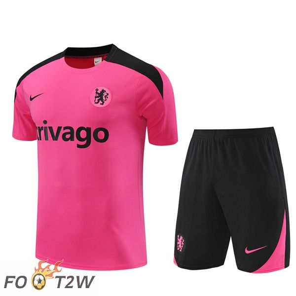 Ensemble Training T-Shirts FC Chelsea + Shorts Rose 2024/2025