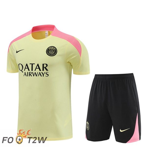 Ensemble Training T-Shirts Paris PSG + Shorts Jaune 2024/2025