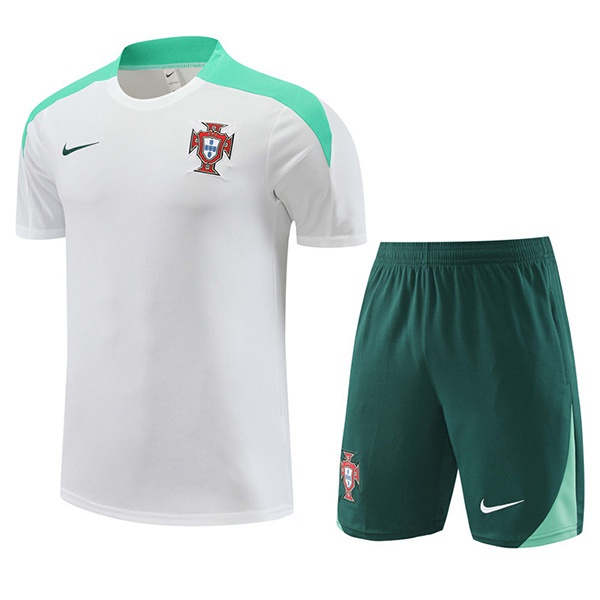 Ensemble Training T-Shirts Portugal + Shorts Blanc 2024/2025