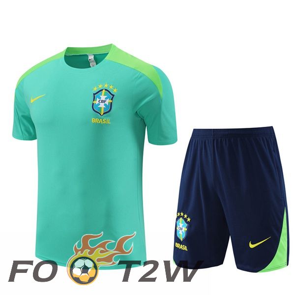 Ensemble Training T-Shirts Bresil + Shorts Vert 2024/2025