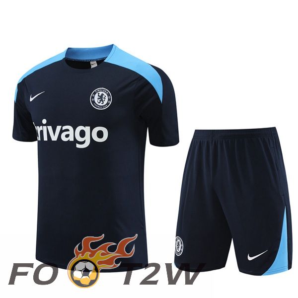 Ensemble Training T-Shirts FC Chelsea + Shorts Bleu Royal 2024/2025