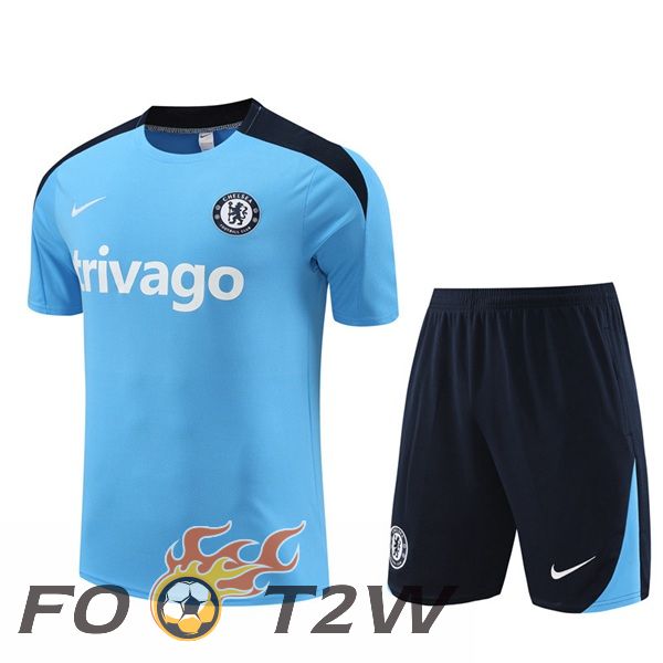 Ensemble Training T-Shirts FC Chelsea + Shorts Bleu 2024/2025