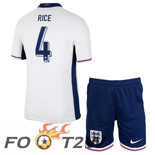 Maillot Equipe Angleterre (Rice 4) Enfant Domicile Blanc 2024/2025