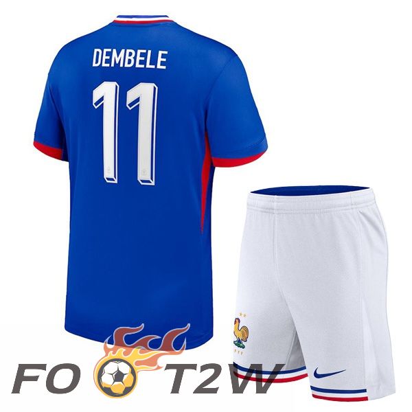 Maillot Equipe France (DEMBELE 11) Enfant Domicile Bleu 2024/2025