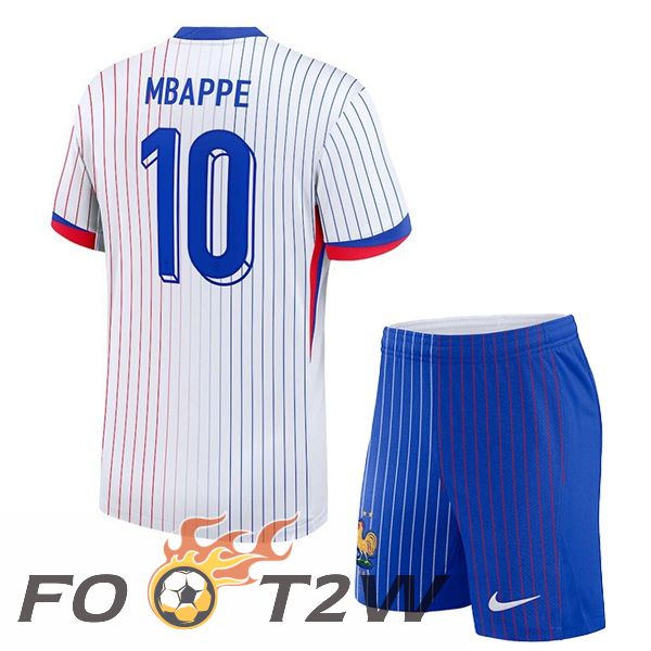 Maillot Equipe France (MBAPPE 10) Enfant Exterieur Blanc 2024/2025