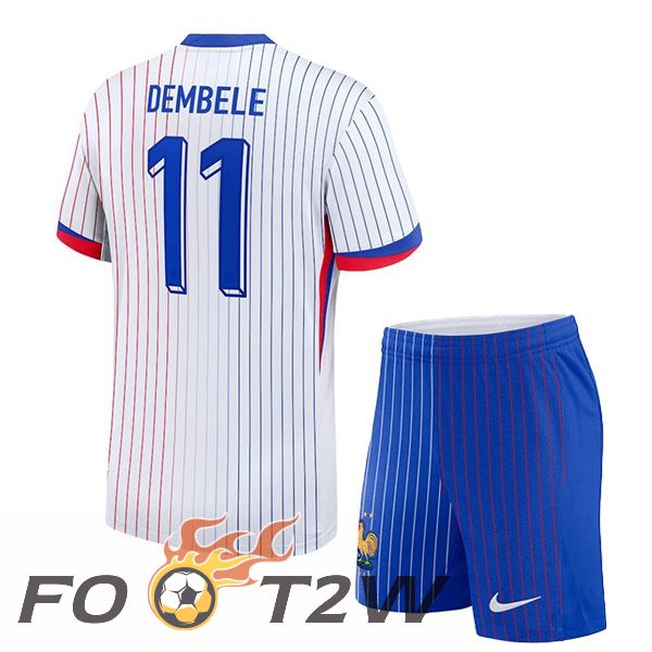 Maillot Equipe France (DEMBELE 11) Enfant Exterieur Blanc 2024/2025