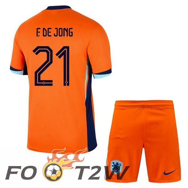 Maillot Equipe Pays-Bas (F. De JONG 21) Enfant Domicile Orange 2024/2025