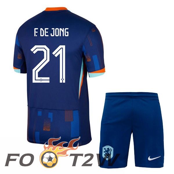 Maillot Equipe Pays-Bas (F. De JONG 21) Enfant Exterieur Bleu Royal 2024/2025