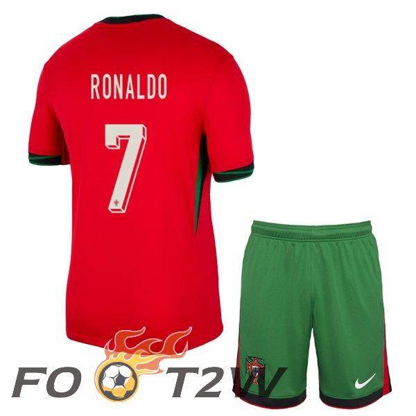 Maillot Equipe Portugal (RONALDO 7) Enfant Domicile Rouge 2024/2025