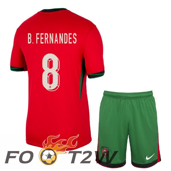 Maillot Equipe Portugal (B. FERNANDES 8) Enfant Domicile Rouge 2024/2025