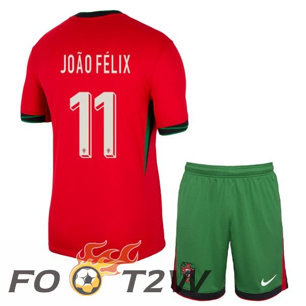 Maillot Equipe Portugal (JOÃO FÉLIX 11) Enfant Domicile Rouge 2024/2025